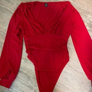 Red Long Sleeve Bodysuit